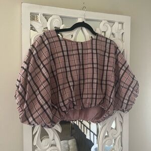 Elegant Plaid Pink Blouse